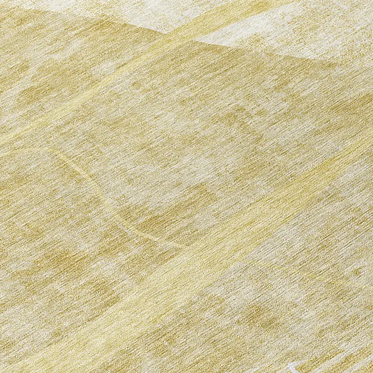 8' Wheat Gold And Ivory Round Abstract Washable Indoor Outdoor Area Rug