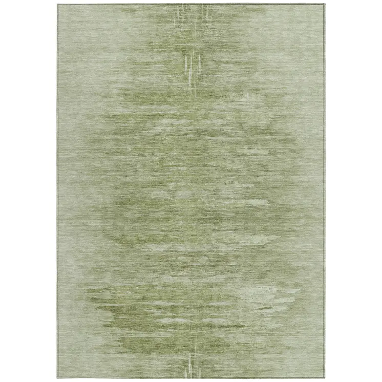 3' X 5' Artichoke Green And Fern Green Abstract Washable Indoor Outdoor Area Rug
