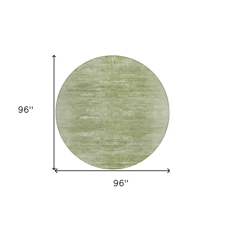 8' Artichoke Green And Fern Green Round Abstract Washable Indoor Outdoor Area Rug