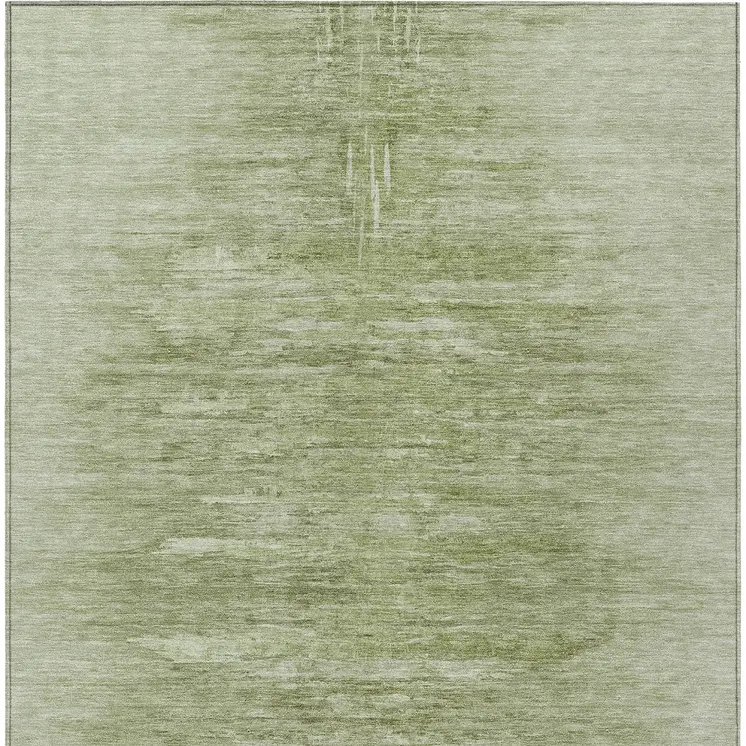 8' X 10' Artichoke Green And Fern Green Abstract Washable Indoor Outdoor Area Rug