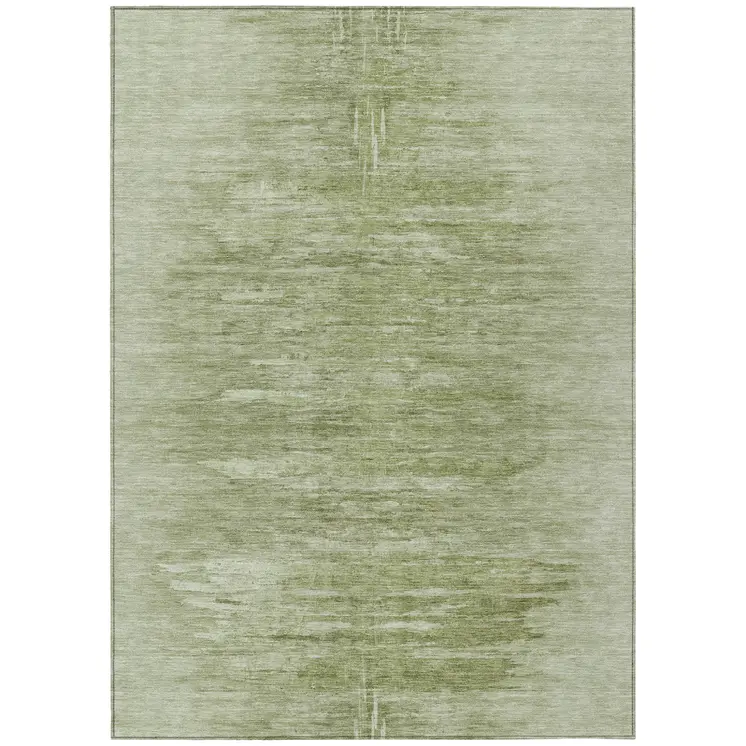 8' X 10' Artichoke Green And Fern Green Abstract Washable Indoor Outdoor Area Rug
