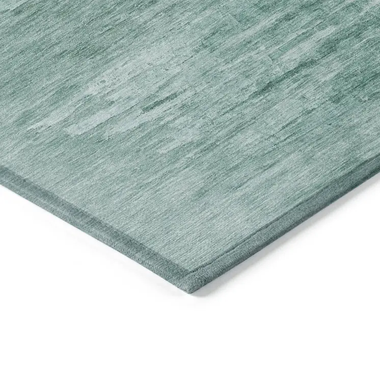 5' X 8' Aqua And Teal Blue Abstract Washable Indoor Outdoor Area Rug