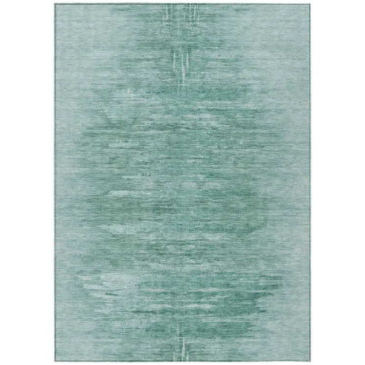 9' X 12' Aqua And Teal Blue Abstract Washable Indoor Outdoor Area Rug