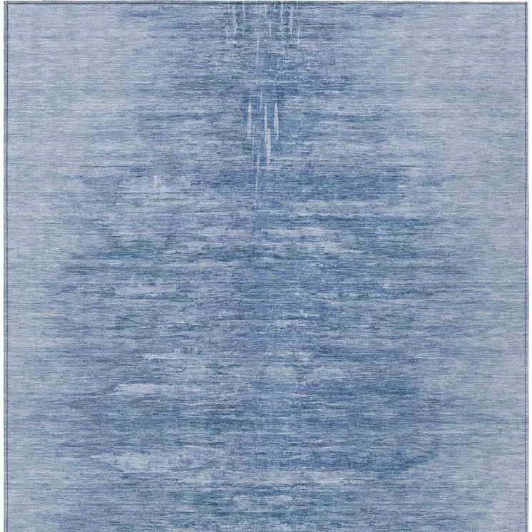3' X 5' Denim Blue And Sky Blue Abstract Washable Indoor Outdoor Area Rug