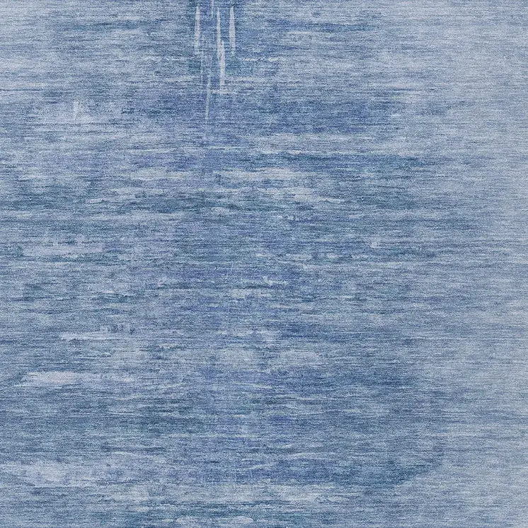 5' X 8' Denim Blue And Sky Blue Abstract Washable Indoor Outdoor Area Rug
