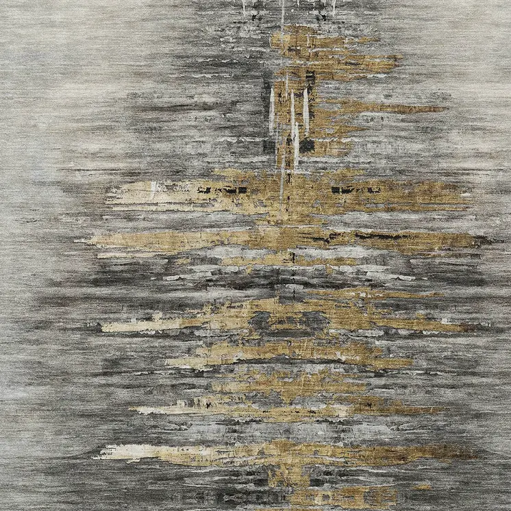 3' X 5' Gray Charcoal And Silver Abstract Washable Indoor Outdoor Area Rug
