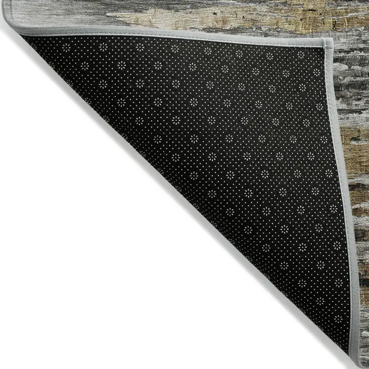 5' X 8' Gray Charcoal And Silver Abstract Washable Indoor Outdoor Area Rug