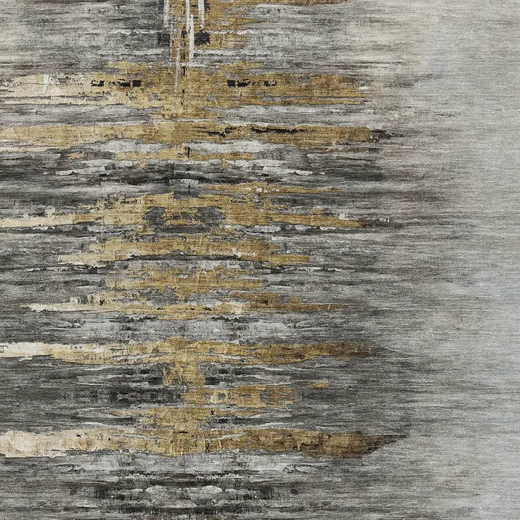 10' X 14' Gray Charcoal And Silver Abstract Washable Indoor Outdoor Area Rug