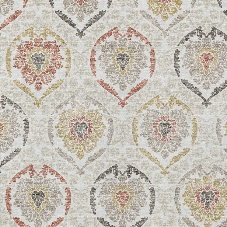 10' X 14' Ivory Gold And Taupe Medallion Washable Indoor Outdoor Area Rug