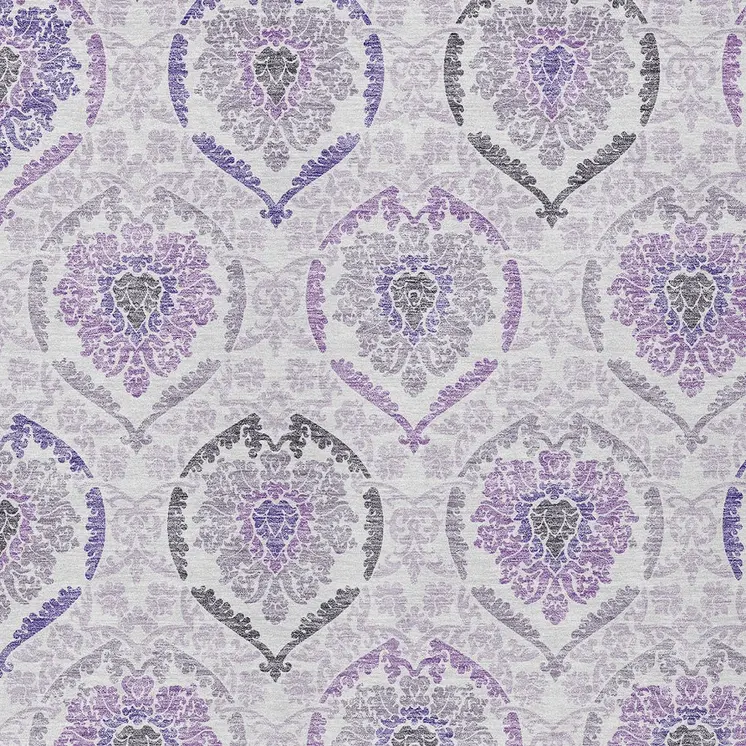 8' X 10' Purple Lavender And Gray Medallion Washable Indoor Outdoor Area Rug
