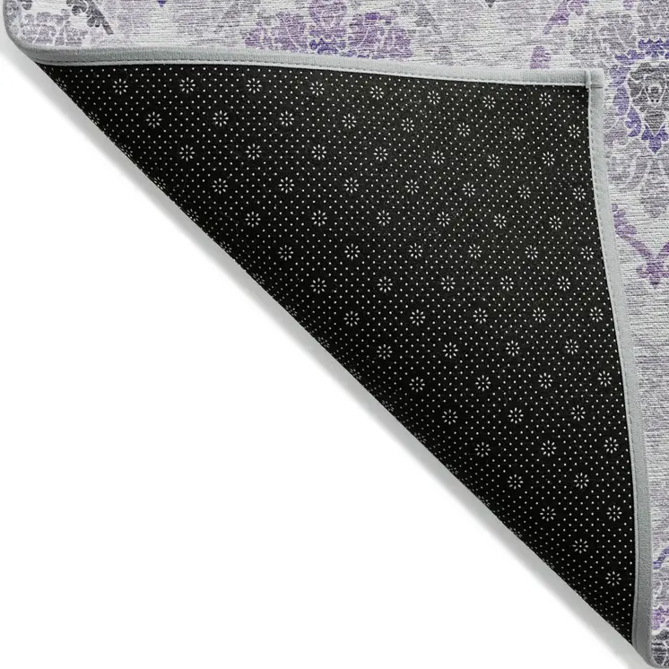 9' X 12' Purple Lavender And Gray Medallion Washable Indoor Outdoor Area Rug