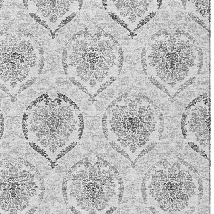 9' X 12' Silver Gray And Charcoal Medallion Washable Indoor Outdoor Area Rug