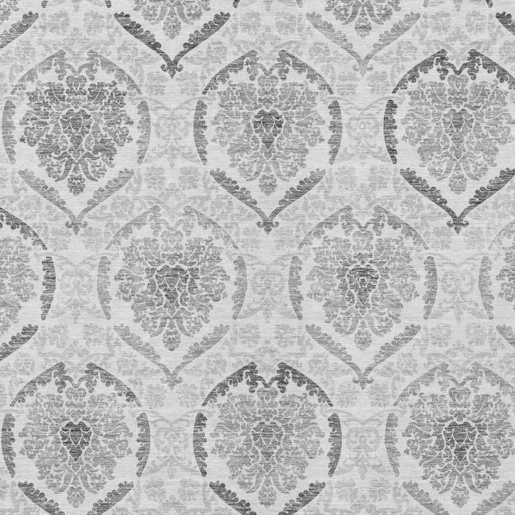 10' X 14' Silver Gray And Charcoal Medallion Washable Indoor Outdoor Area Rug