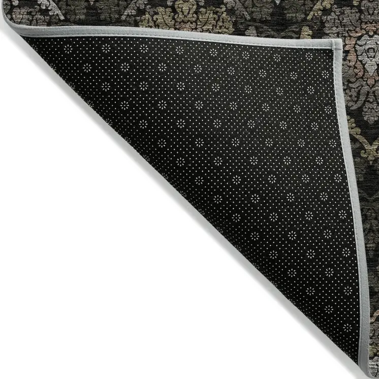 9' X 12' Black Gray And Brown Medallion Washable Indoor Outdoor Area Rug