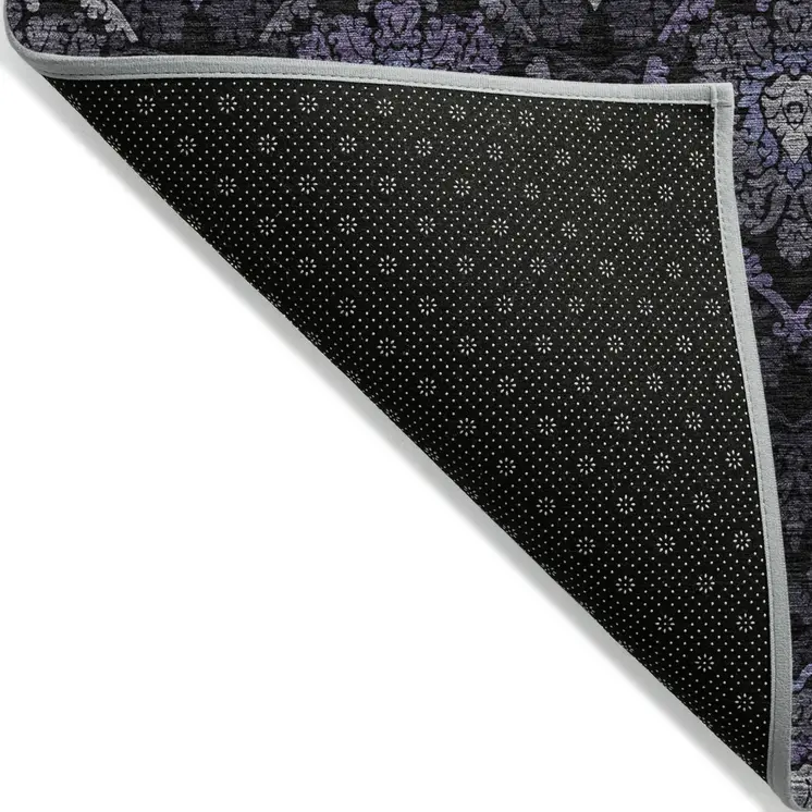 8' X 10' Purple Charcoal And Gray Medallion Washable Indoor Outdoor Area Rug