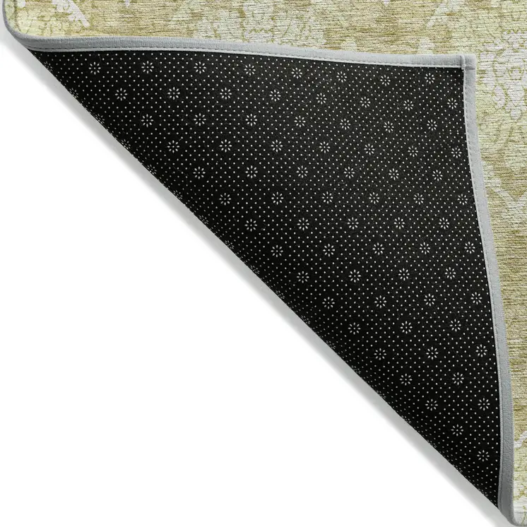 5' X 8' Gold Wheat And Ivory Medallion Washable Indoor Outdoor Area Rug