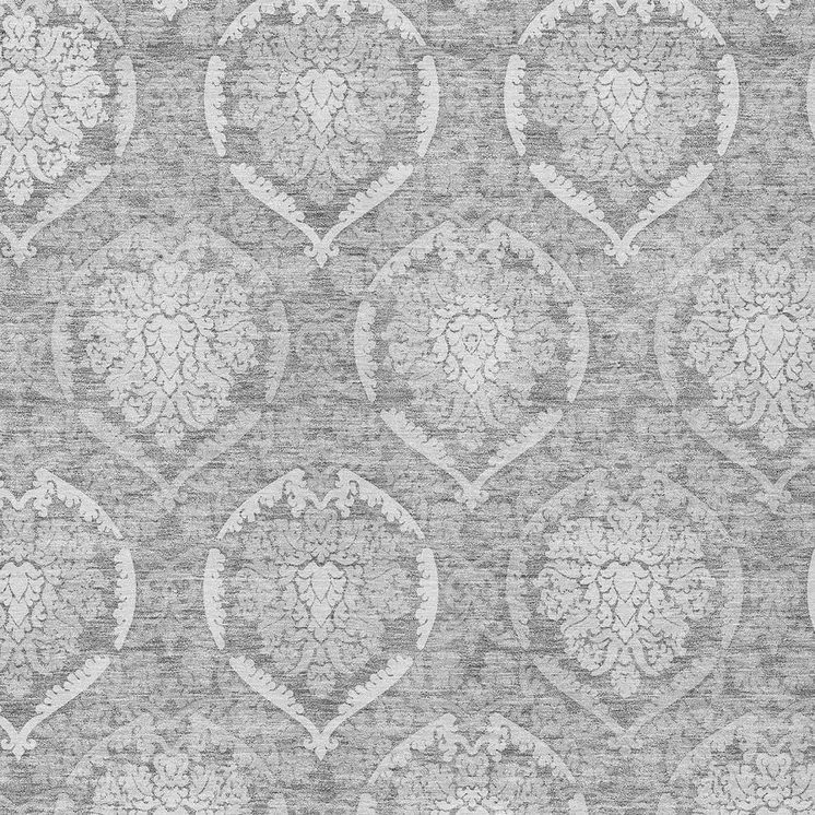 8' X 10' Gray And Silver Medallion Washable Indoor Outdoor Area Rug