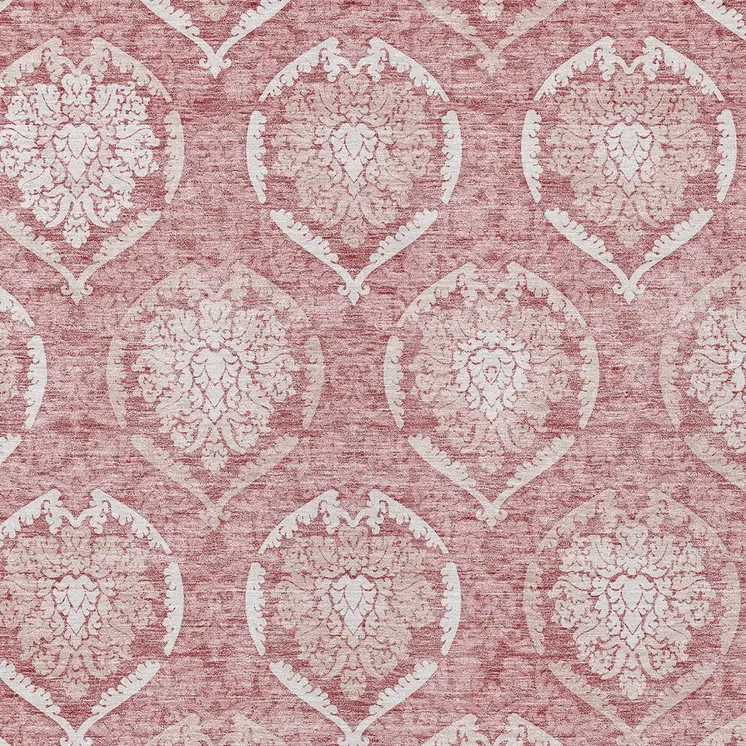 3' X 5' Pink Blush And Ivory Medallion Washable Indoor Outdoor Area Rug