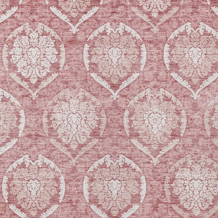 8' X 10' Pink Blush And Ivory Medallion Washable Indoor Outdoor Area Rug