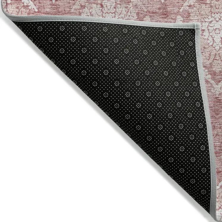 9' X 12' Pink Blush And Ivory Medallion Washable Indoor Outdoor Area Rug