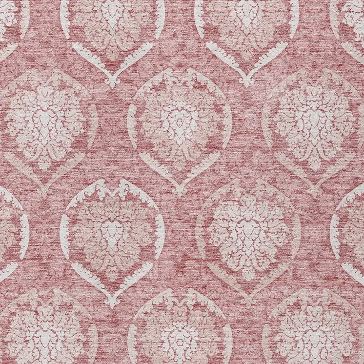 9' X 12' Pink Blush And Ivory Medallion Washable Indoor Outdoor Area Rug