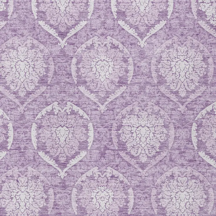 3' X 5' Plum Purple And Ivory Medallion Washable Indoor Outdoor Area Rug