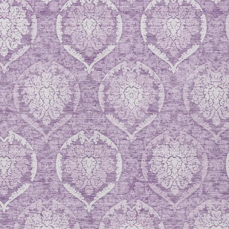 5' X 8' Plum Purple And Ivory Medallion Washable Indoor Outdoor Area Rug