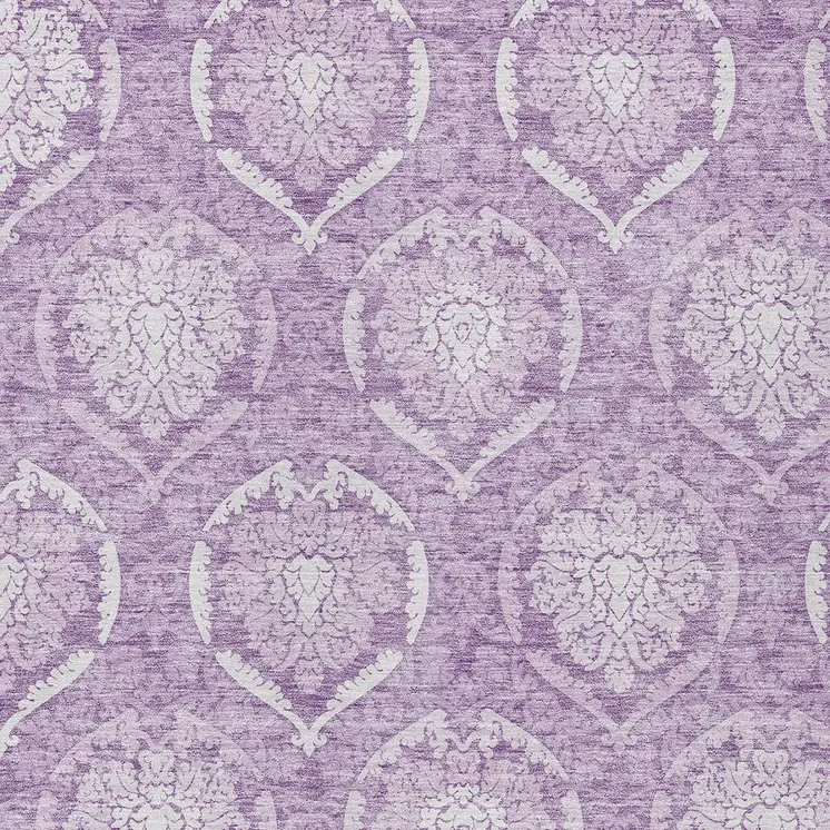 8' X 10' Plum Purple And Ivory Medallion Washable Indoor Outdoor Area Rug