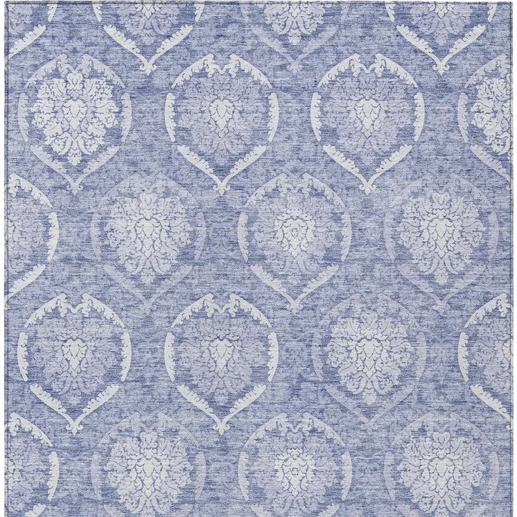 5' X 8' Sky Blue And Denim Blue Medallion Washable Indoor Outdoor Area Rug