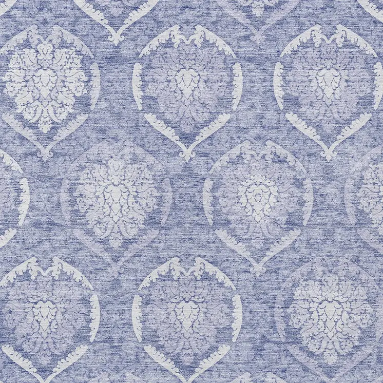 5' X 8' Sky Blue And Denim Blue Medallion Washable Indoor Outdoor Area Rug