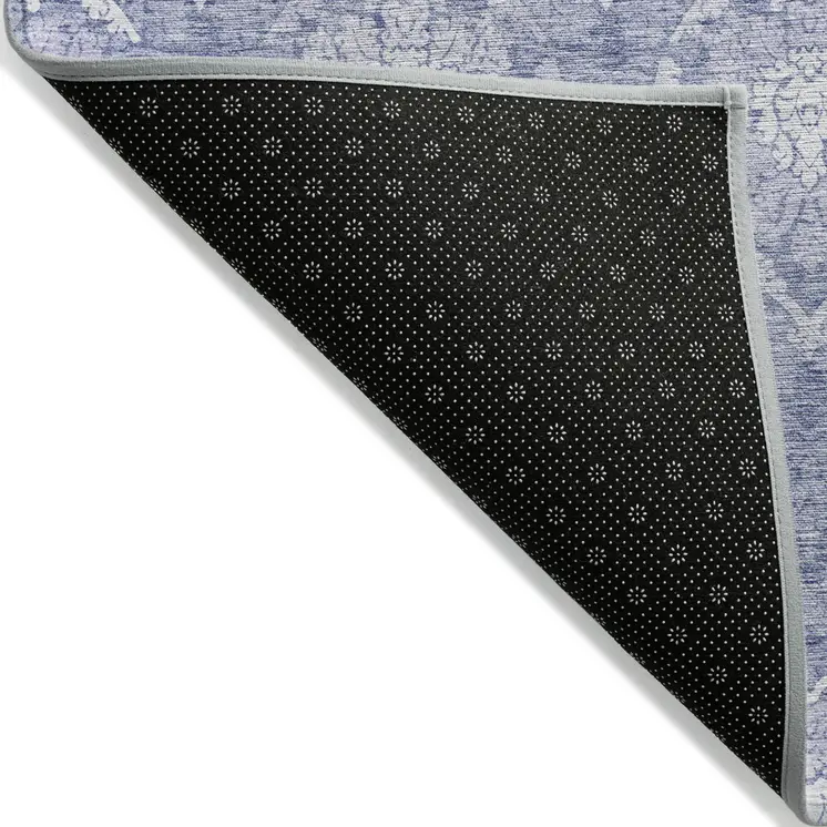 8' X 10' Sky Blue And Denim Blue Medallion Washable Indoor Outdoor Area Rug