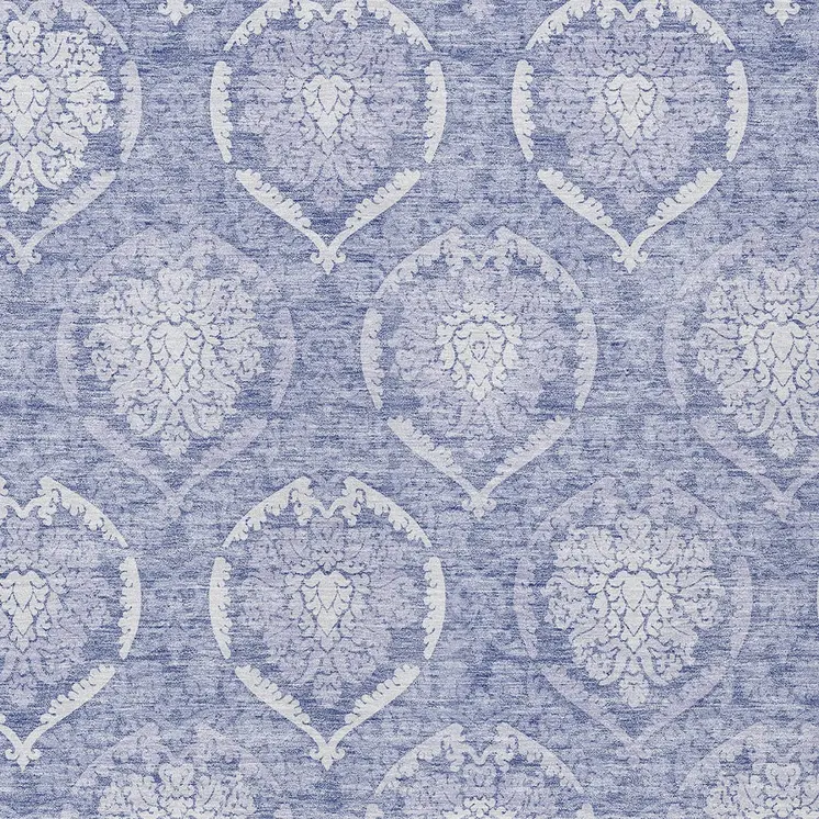 8' X 10' Sky Blue And Denim Blue Medallion Washable Indoor Outdoor Area Rug