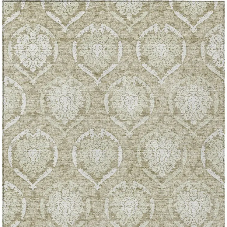 5' X 8' Tan And Beige Medallion Washable Indoor Outdoor Area Rug