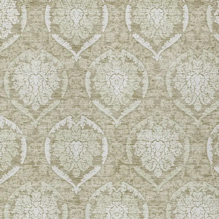 8' X 10' Tan And Beige Medallion Washable Indoor Outdoor Area Rug