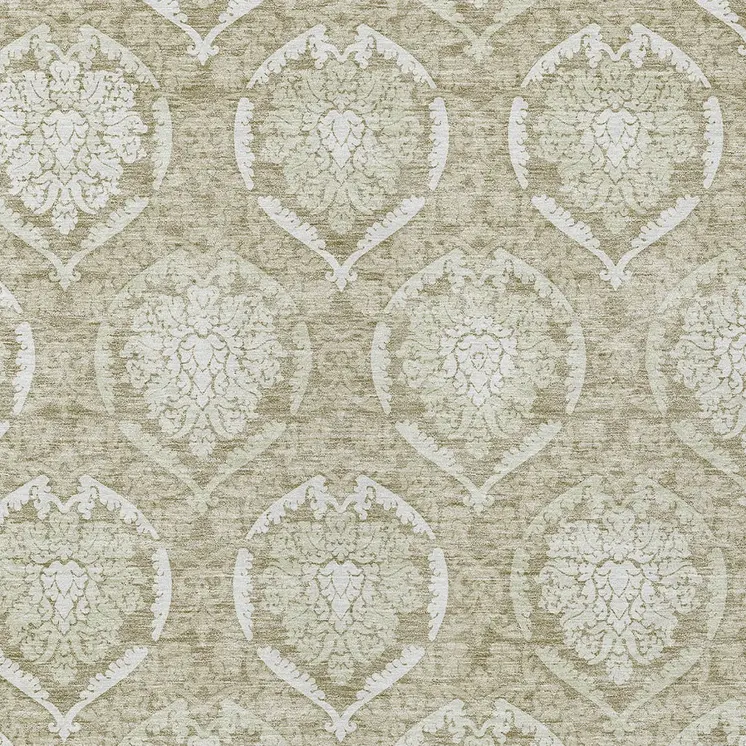 9' X 12' Tan And Beige Medallion Washable Indoor Outdoor Area Rug