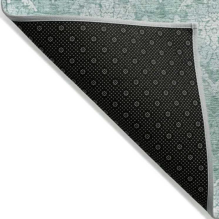 8' X 10' Turquoise Teal Blue And Ivory Medallion Washable Indoor Outdoor Area Rug