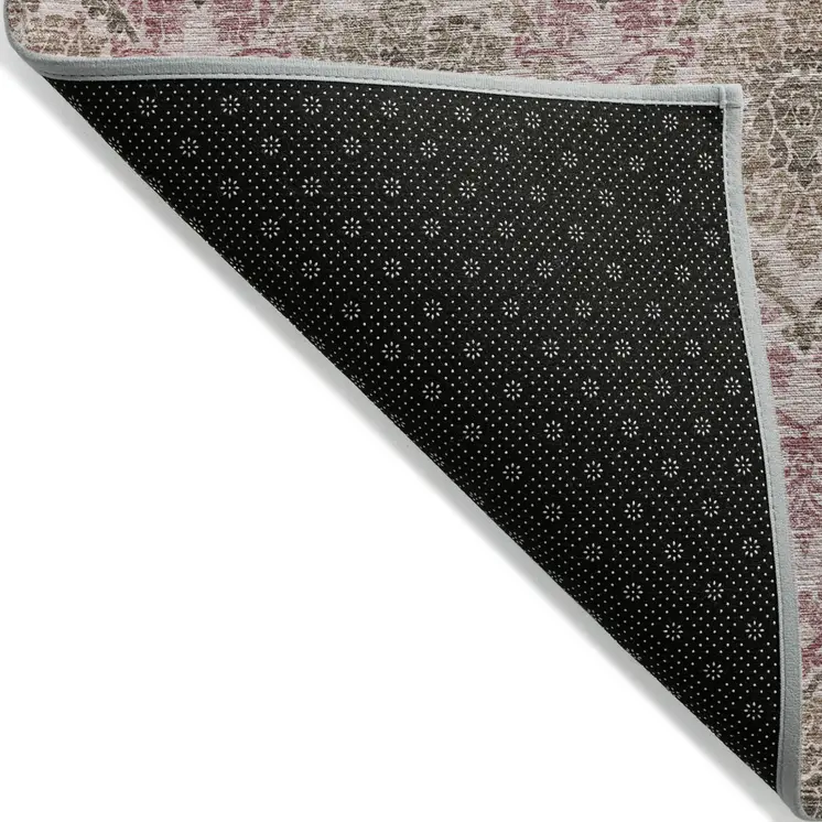 3' X 5' Chocolate Beige And Mauve Medallion Washable Indoor Outdoor Area Rug