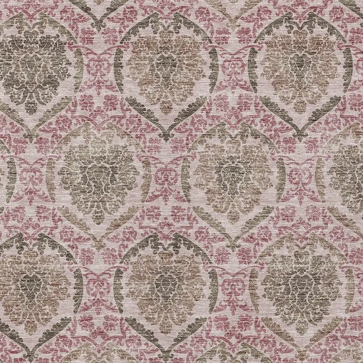 5' X 8' Chocolate Beige And Mauve Medallion Washable Indoor Outdoor Area Rug