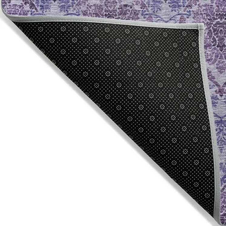 10' X 14' Eggplant Purple And Silver Medallion Washable Indoor Outdoor Area Rug