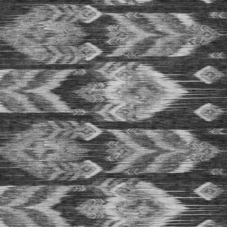 3' X 5' Black Charcoal And Silver Southwestern Washable Indoor Outdoor Area Rug