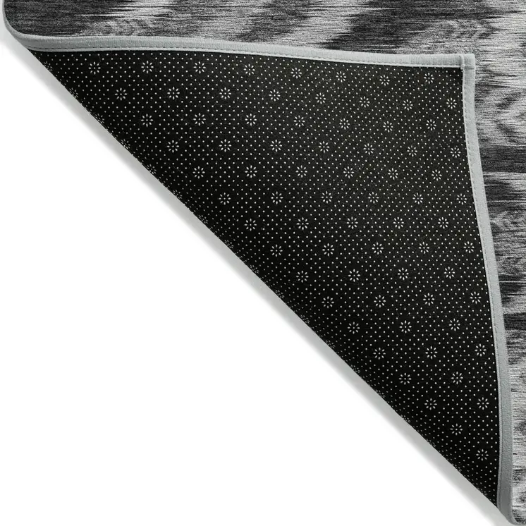 5' X 8' Black Charcoal And Silver Southwestern Washable Indoor Outdoor Area Rug