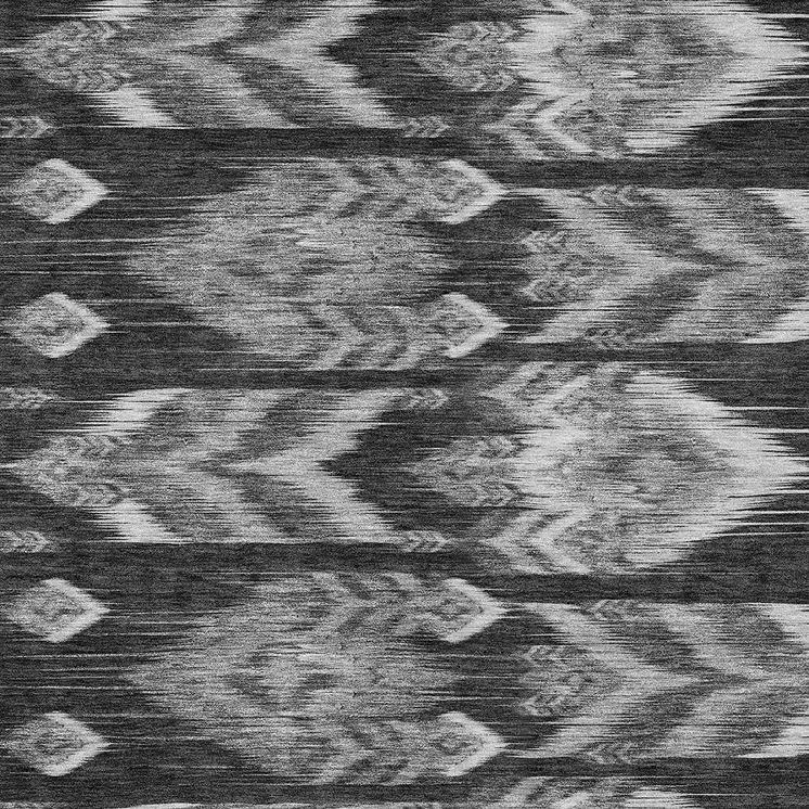 9' X 12' Black Charcoal And Silver Southwestern Washable Indoor Outdoor Area Rug