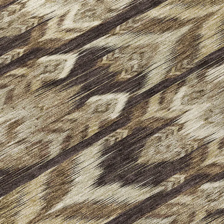 8' Brown Beige And Taupe Round Southwestern Washable Indoor Outdoor Area Rug