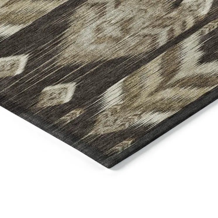 9' X 12' Brown Beige And Taupe Southwestern Washable Indoor Outdoor Area Rug