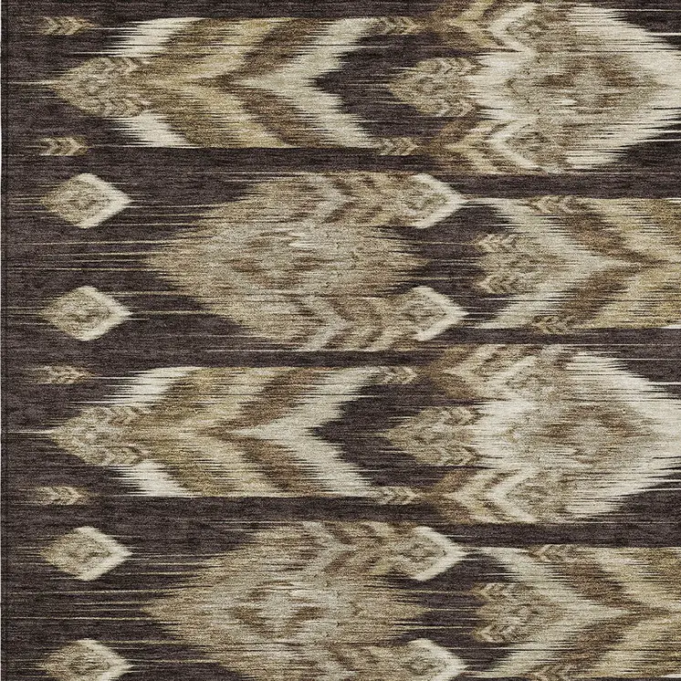 9' X 12' Brown Beige And Taupe Southwestern Washable Indoor Outdoor Area Rug