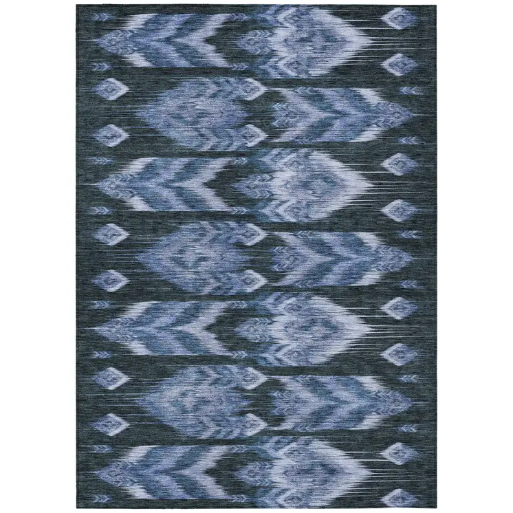 3' X 5' Denim Blue And Sky Blue Southwestern Washable Indoor Outdoor Area Rug