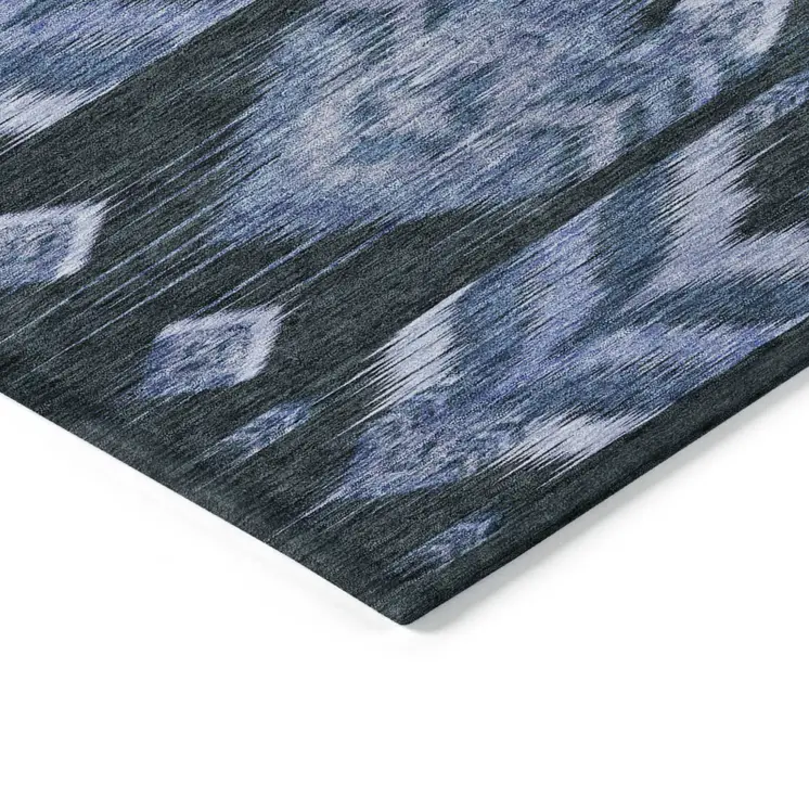 3' X 5' Denim Blue And Sky Blue Southwestern Washable Indoor Outdoor Area Rug