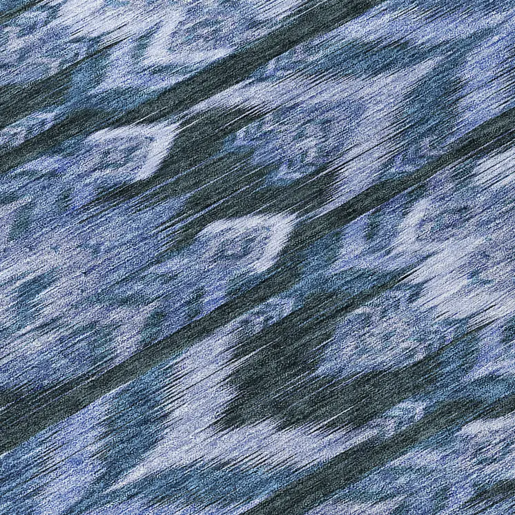 8' Denim Blue And Sky Blue Round Southwestern Washable Indoor Outdoor Area Rug
