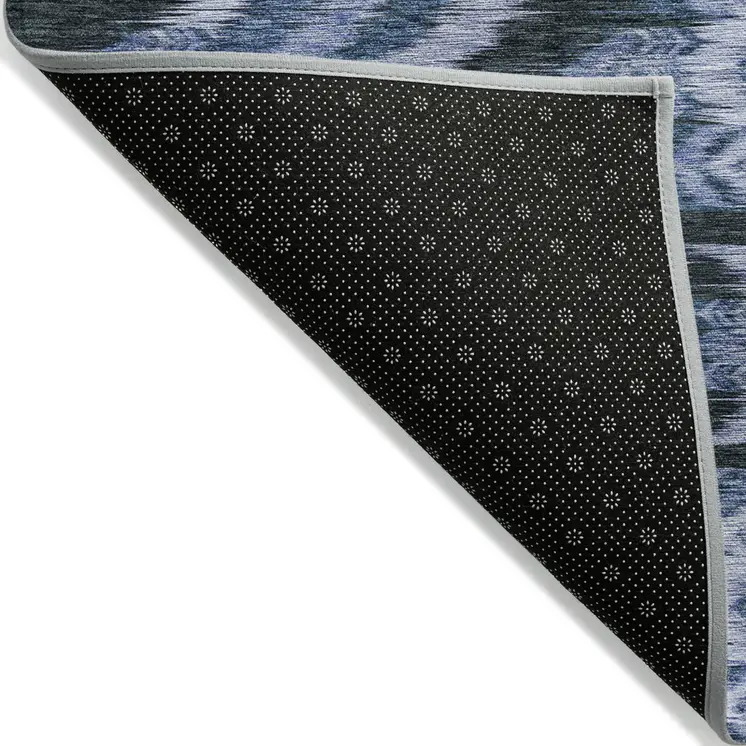 9' X 12' Denim Blue And Sky Blue Southwestern Washable Indoor Outdoor Area Rug
