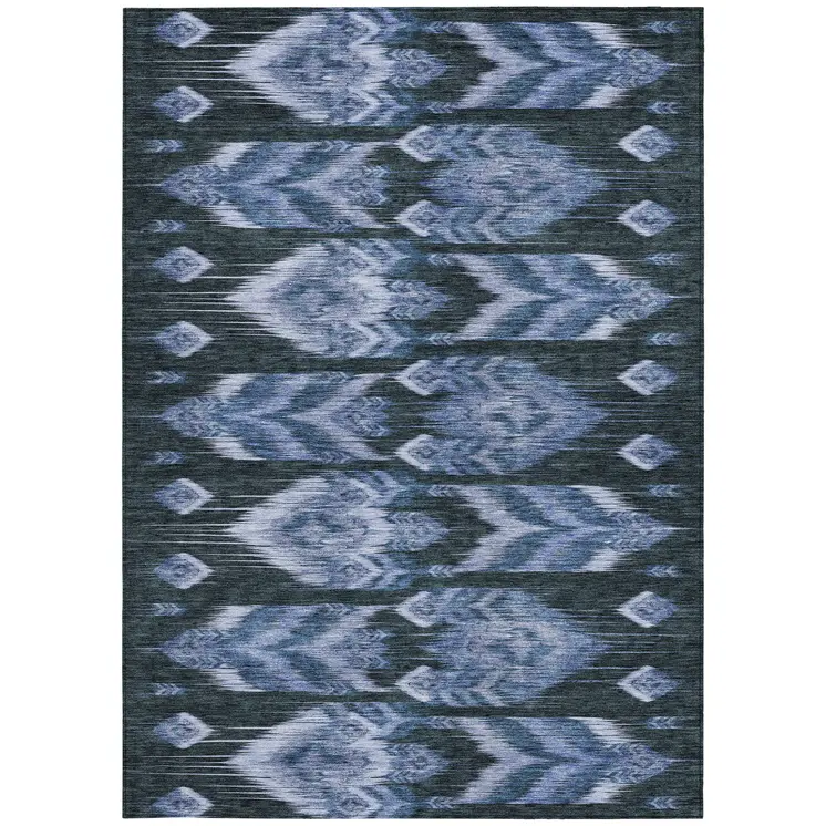 10' X 14' Denim Blue And Sky Blue Southwestern Washable Indoor Outdoor Area Rug